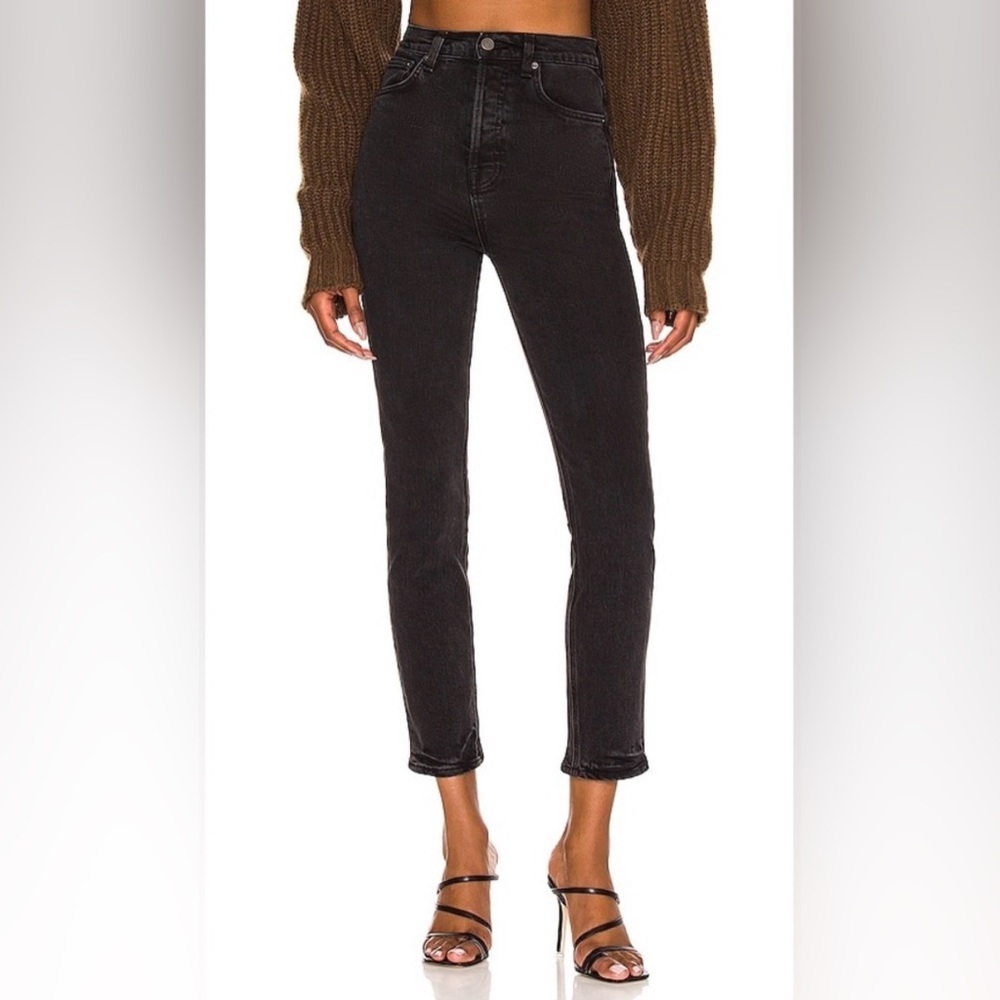 Grlfrnd The Piper Super Highrise Stretch Slim Crop Jeans Size 29 Black